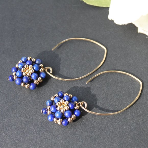 Lapis Lazuli and 14kt Gold Filled Dangle Earrings - Picture 5 of 16